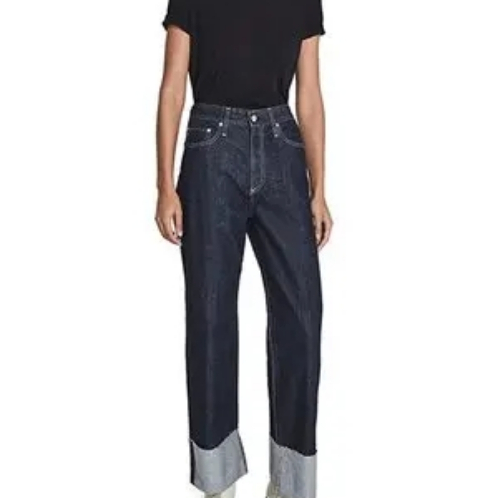 AG tomas High Rise Baggy straight jean in moonrise Cuffed Hem Size 28 New Nwt - Picture 2 of 10